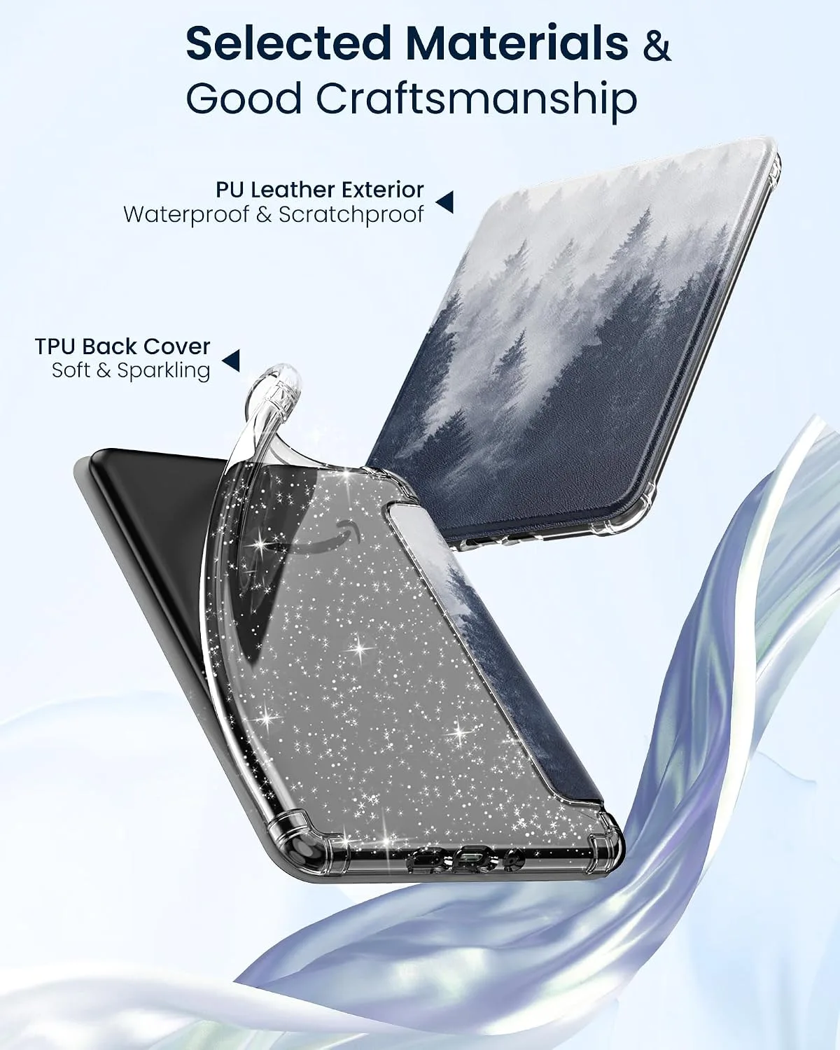 MoKo Case for 7" Kindle Paperwhite 12th Gen & Colorsoft 2024, Gray Forest