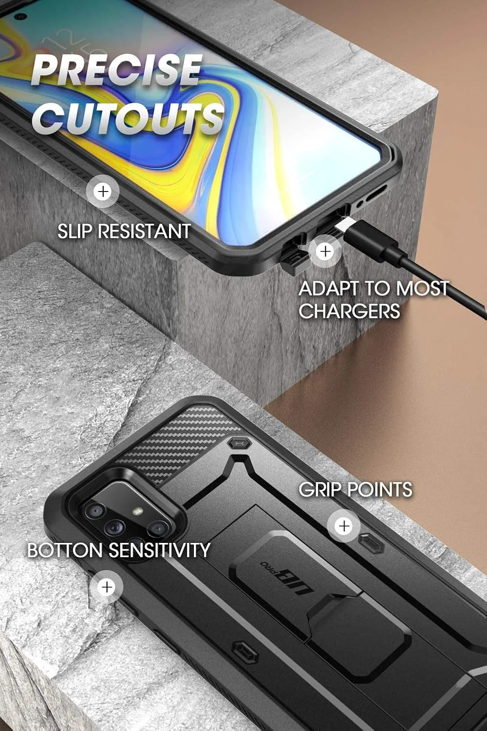 SUPCASE for Samsung Galaxy A71 5G Case with Built-in Kickstand, Black