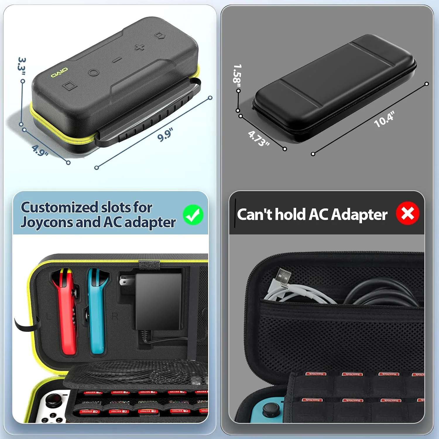 OIVO Switch OLED Carrying Case Compatible with Nintendo Switch & OLED, Portable Switch Travel Carry Case Fit for Joy-Con and Adapter, Hard Shell Protective Switch Pouch Bag with 20 Games, Yellow