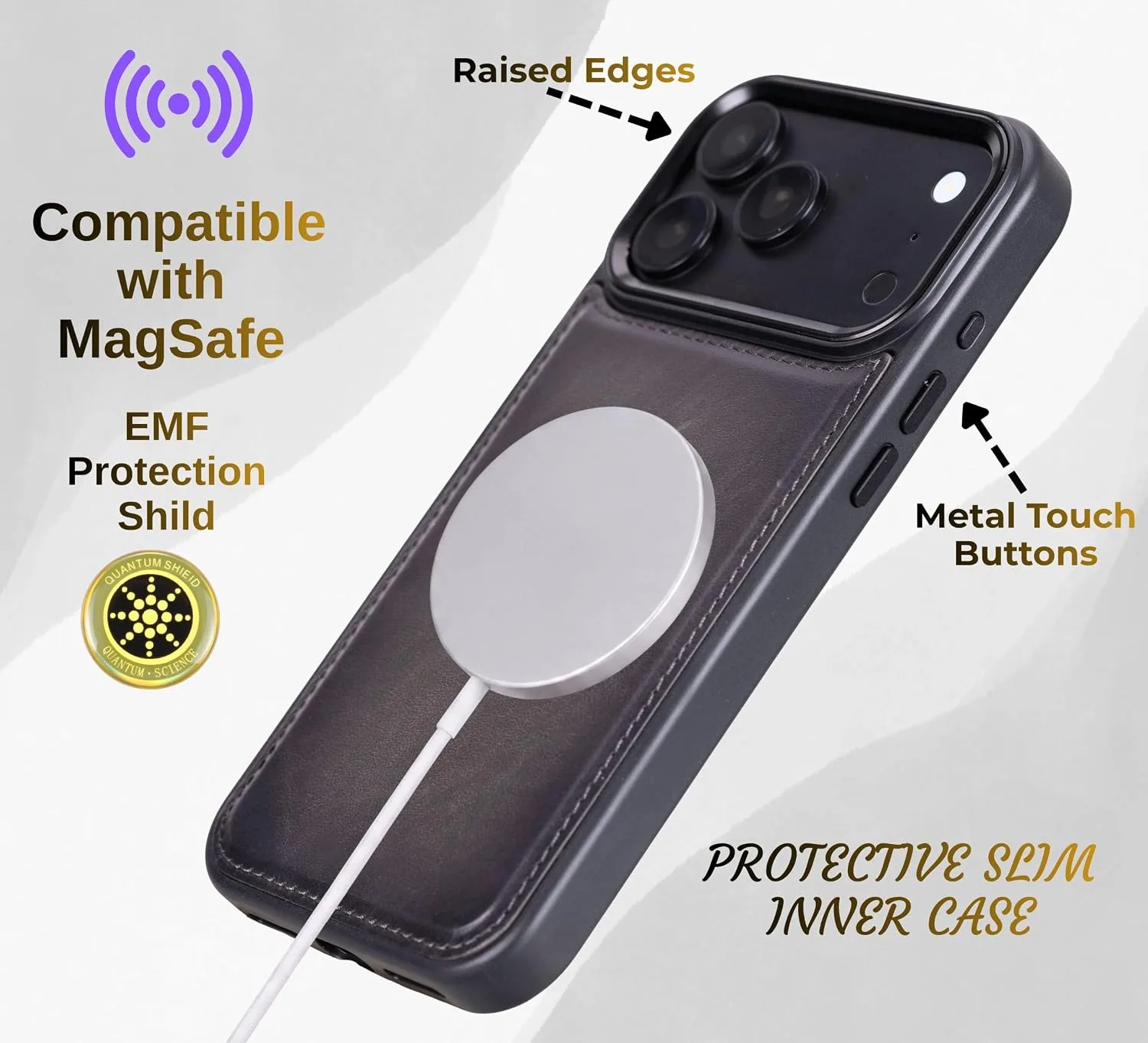 VENOULT Genuine Leather Wallet Case for iPhone 18/17 Pro MAX, Detachable