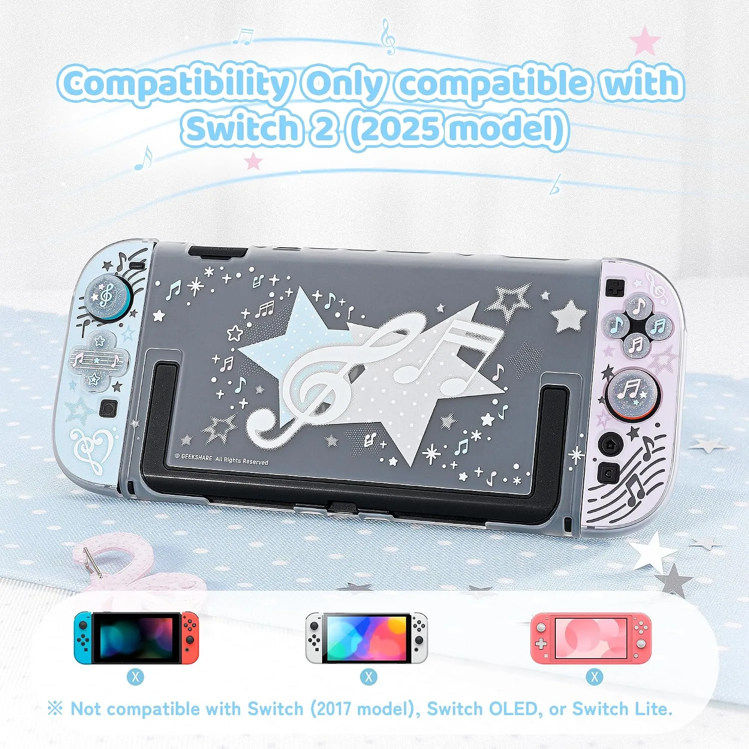 GeekShare Protective Shell Compatible with Switch 2 (Music Notes)