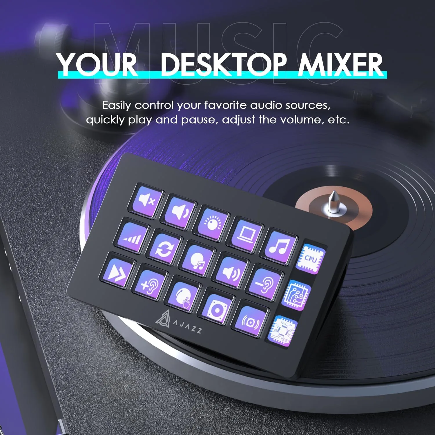 MANBASNAKE AKP153 Studio Deck, Stream Controller, 15 Macro Keys (Black)