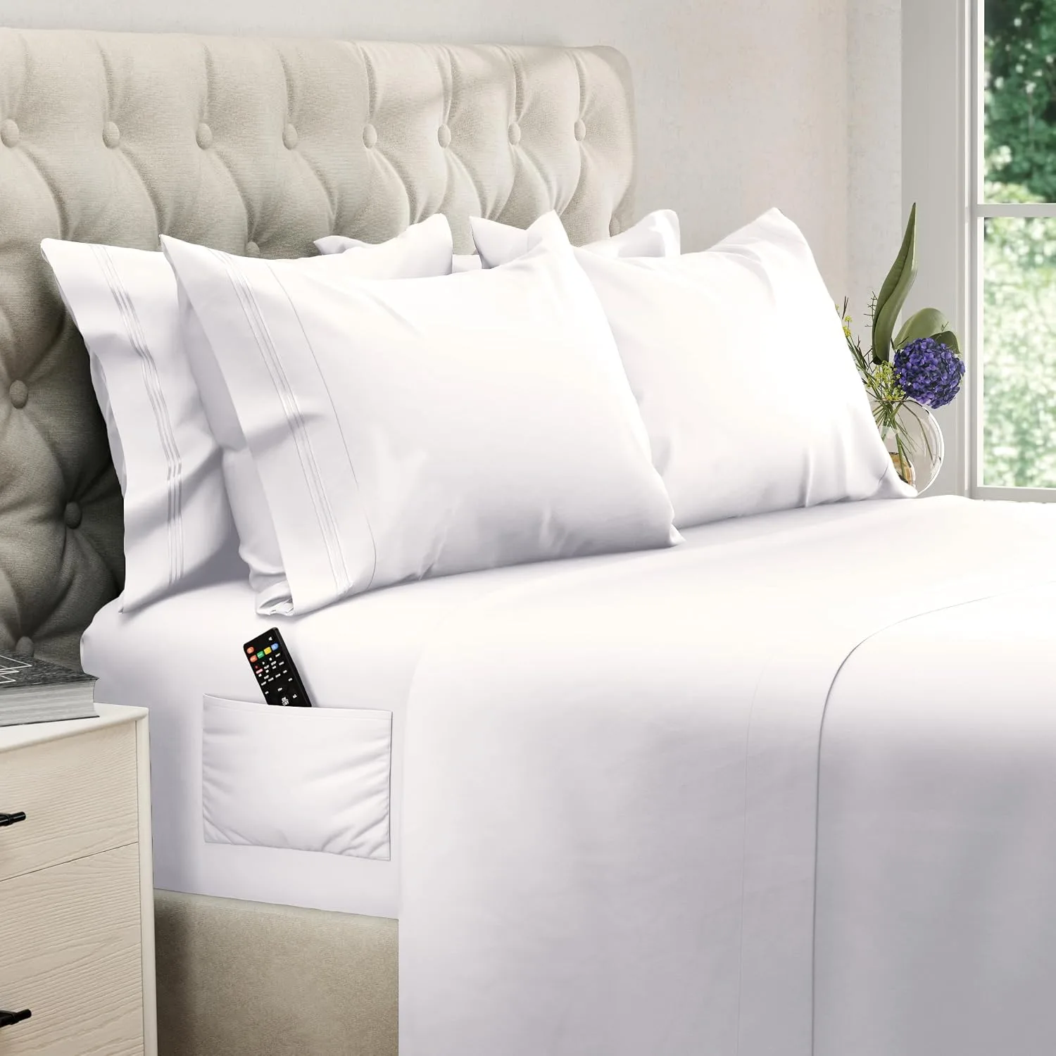 DREAMCARE King Size Sheets Set - 6 pcs Breathable Cooling Sheets King Size