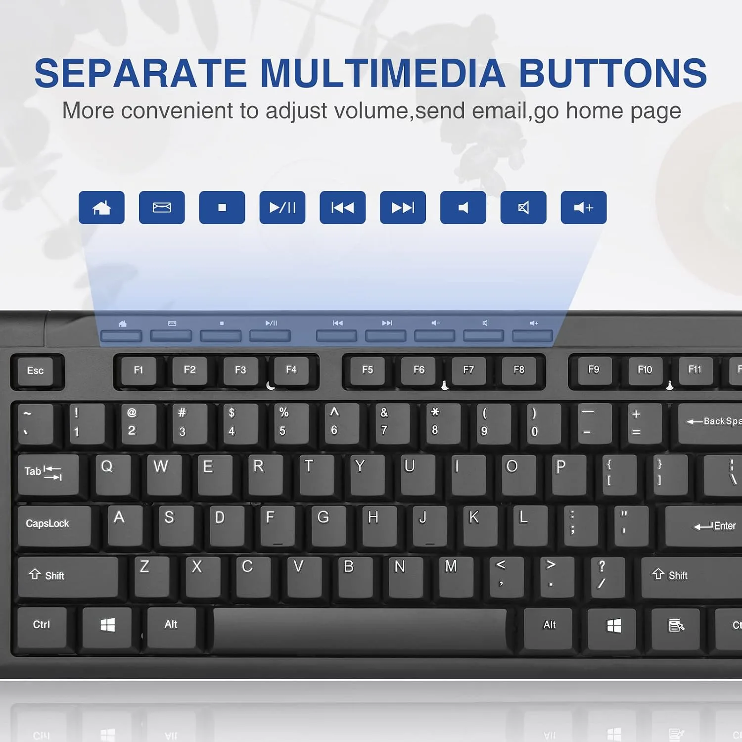 Rii RK907 Ultra-Slim Compact USB Wired Keyboard for MAC and PC-Black(1PCS)