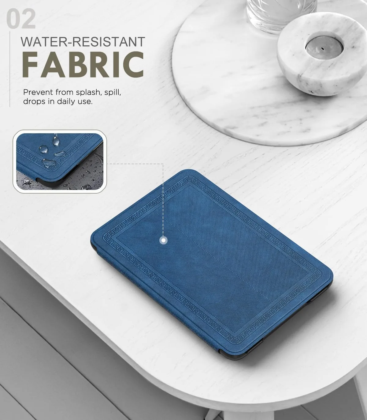 MoKo Case for 6" Amazon Kindle Basic 11th Gen 2024/2022,Blue Vintage Twill