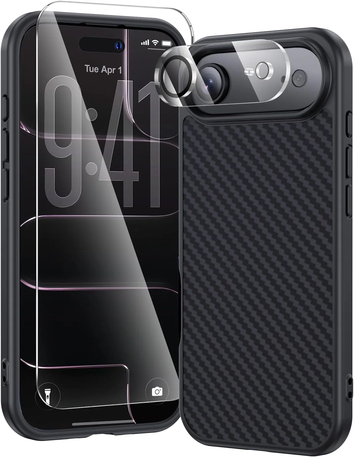 Carcasa Toushion 3 en 1 para iPhone Air Fibra de Carbono Negro y Gris