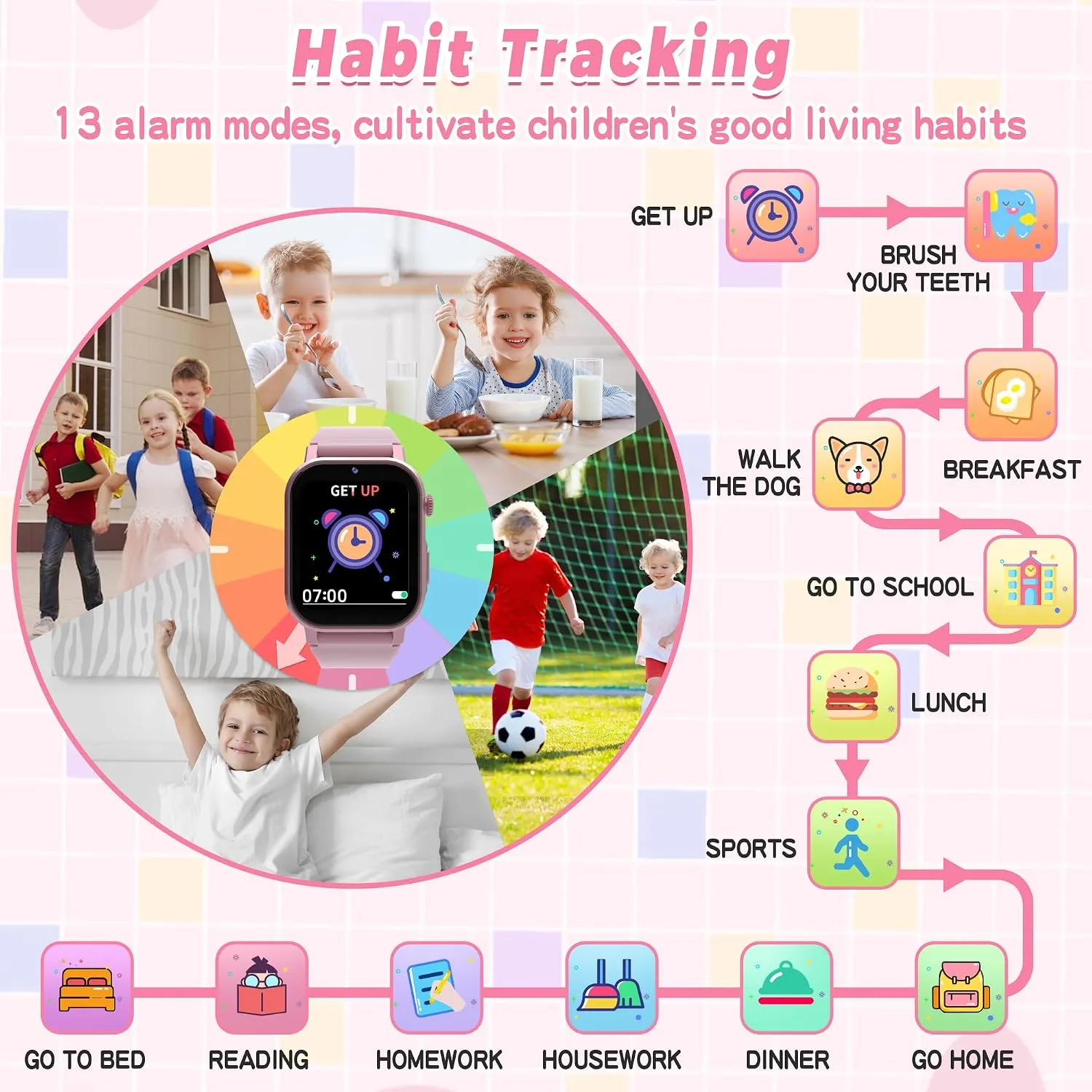 Kids Smart Watches Girls Gift Ages 3-12 with 32 Puzzle Games, Camera, Music