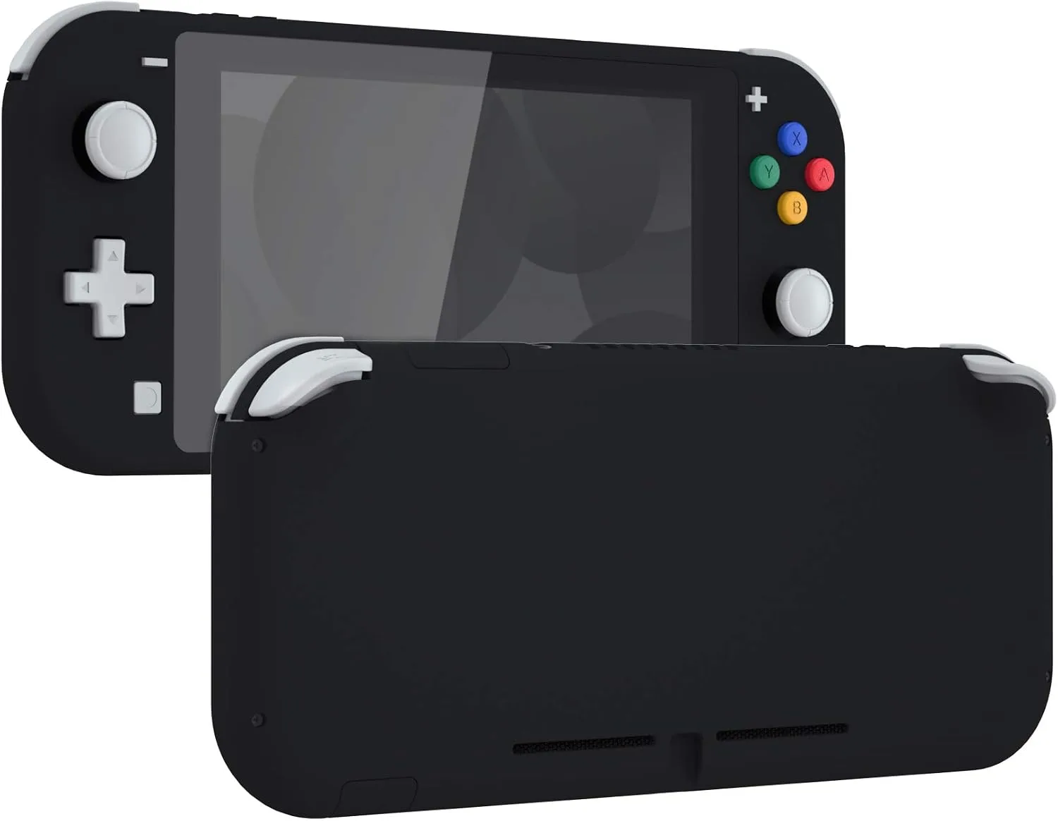eXtremeRate Soft Touch Black DIY Replacement Shell for Nintendo Switch Lite, NSL Handheld Controller Housing w/Screen Protector, Custom Case Cover for Nintendo Switch Lite