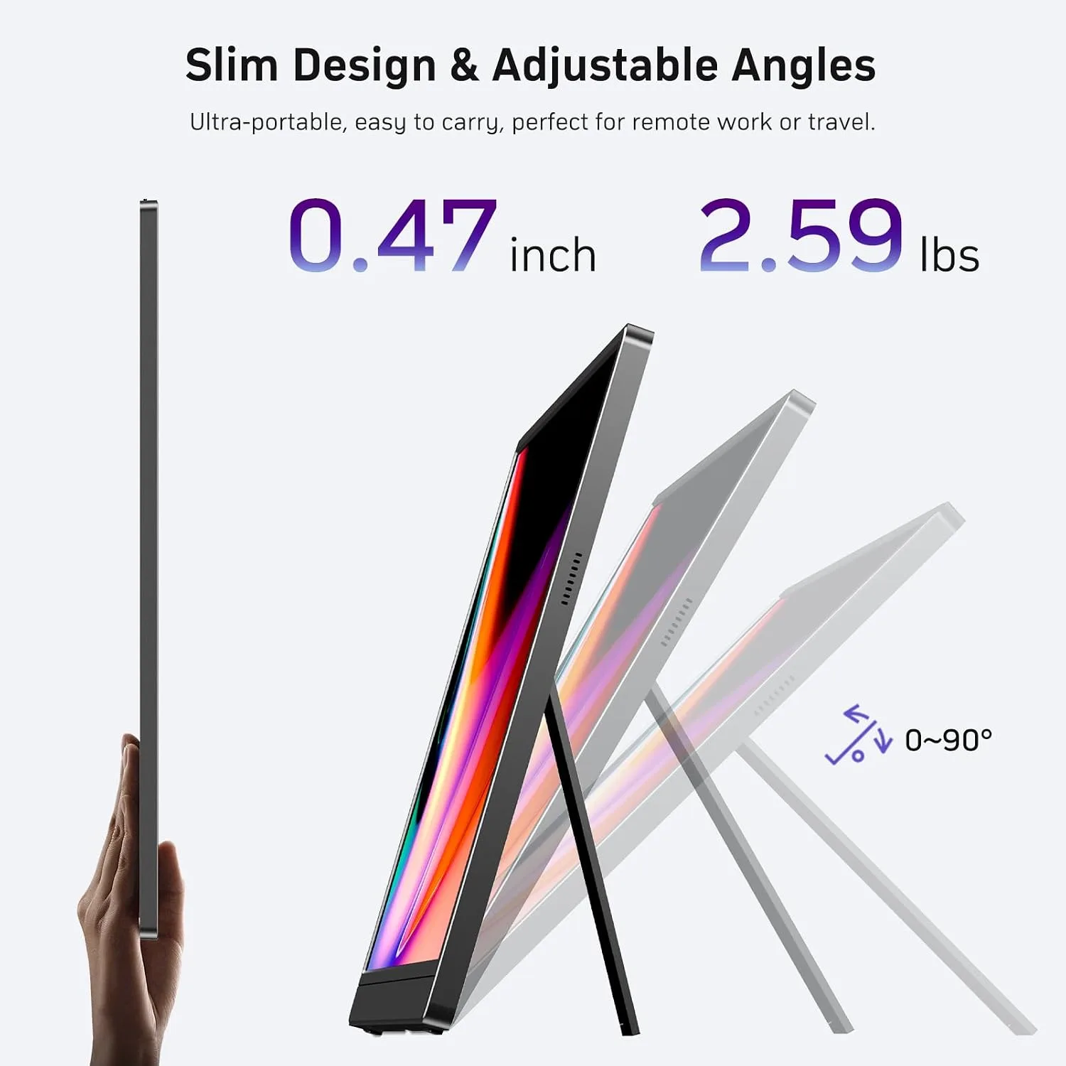 Anyuse 18.5" 100Hz FHD IPS USB-C HDMI Portable Monitor