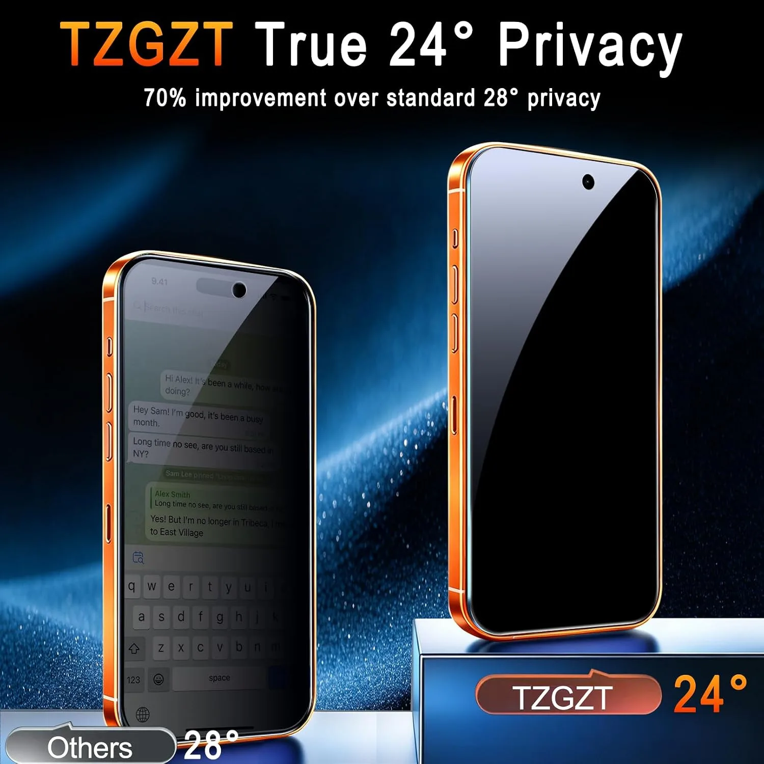 TZGZT Privacy Screen Protectors for iPhone 17 Pro Max, Tempered Glass, HD