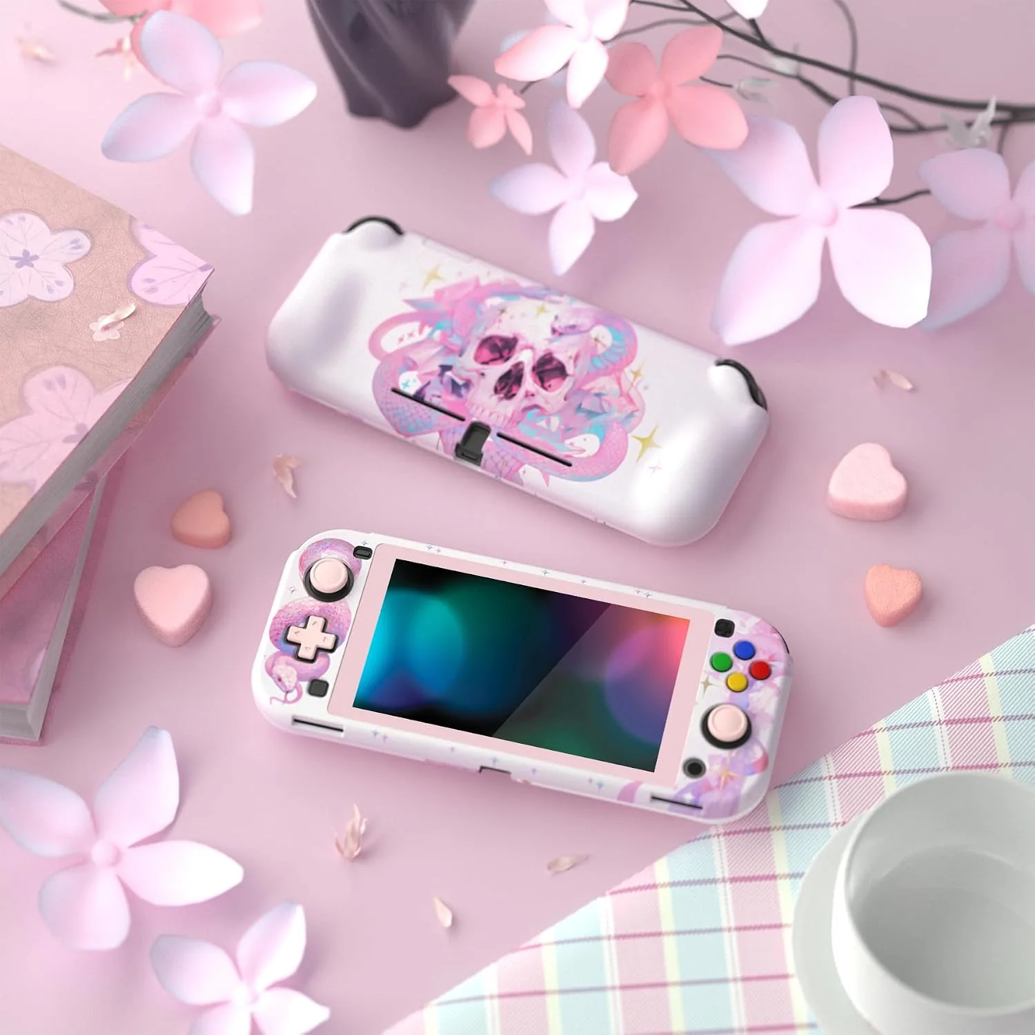 PlayVital ZealProtect Protective Case for Nintendo Switch Lite, Hard Shell Ergonomic Grip Cover for Nintendo Switch Lite w/Screen Protector & Thumb Grips & Button Caps - Celestial Serpent's Embrace