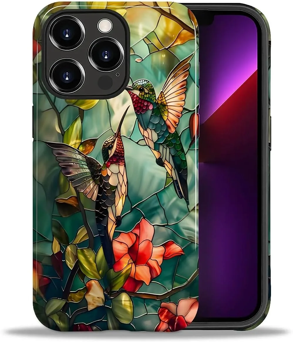 DAIZAG Case for iPhone 13 Pro Max,Mixed 2 Layer Design Shockproof Soft TPU Ddouble Protection Phone Case for iPhone 13 Pro Max-Gorgeous Hummingbird