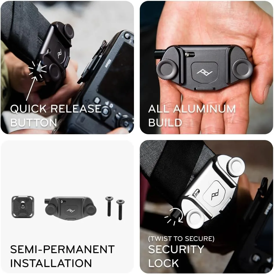 Peak Design Capture Camera Clip V3, Kelp with Plate, Holds DSLR, Compact and Point and Shoot Bodies, Secure, Stable and Accessible, Attaches to Straps and Belts, Quick Release, 200 lb Capacity