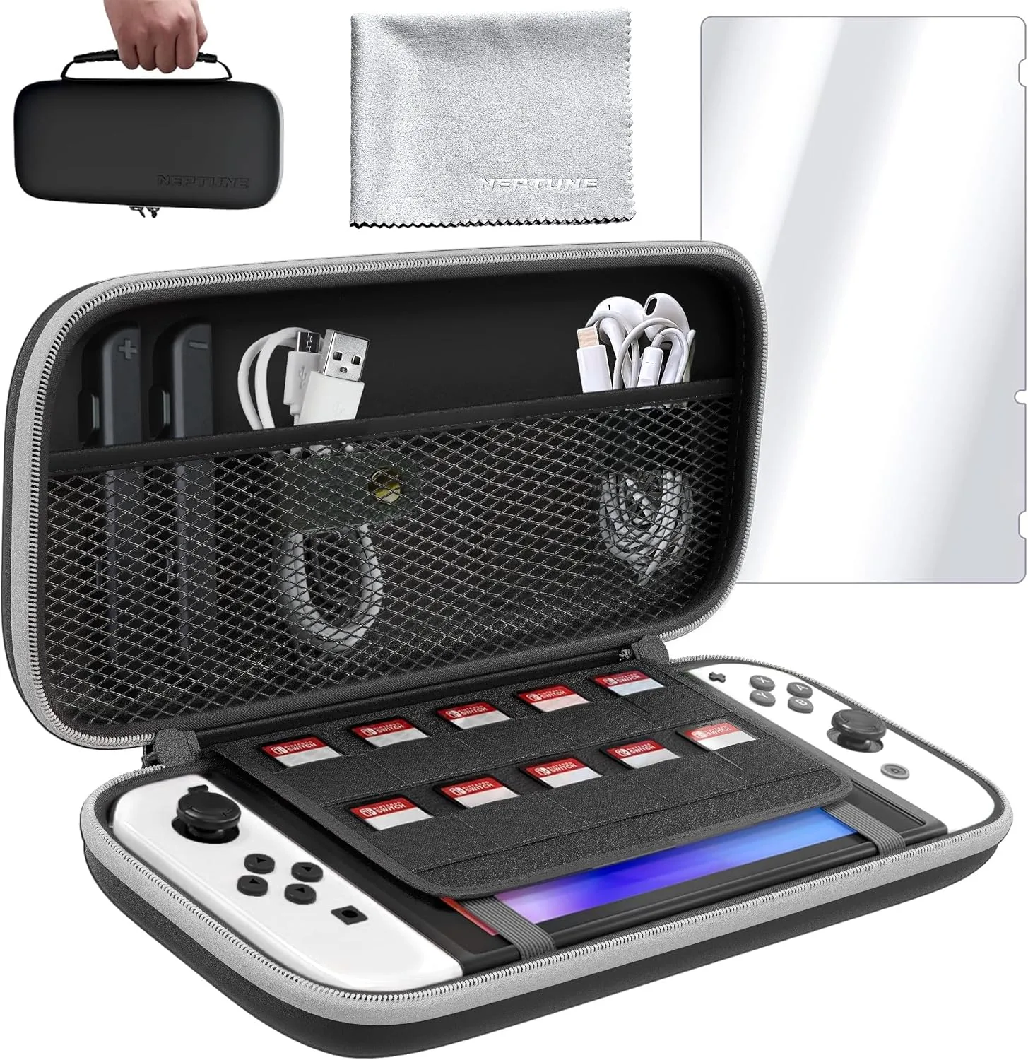 Estuche Protector Neptune para Nintendo Switch/OLED Negro y Blanco