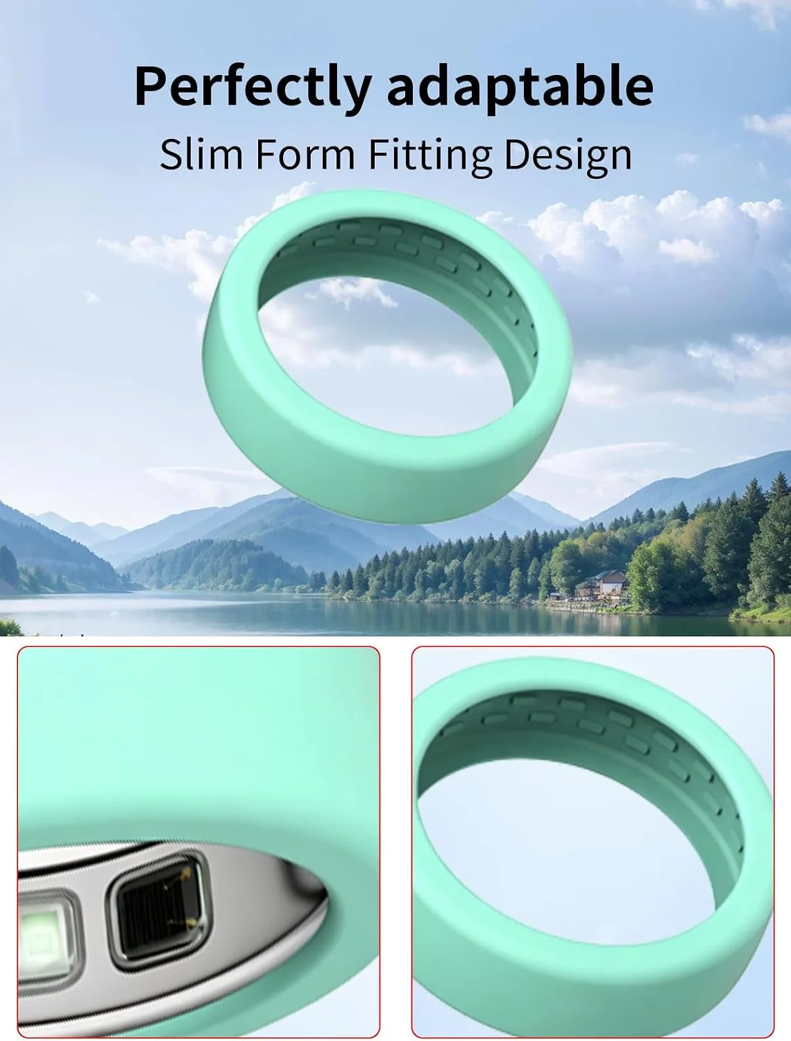 for OURA Ring5 Silicone Ring Protector Case.(Size:6~9)-MintGreen