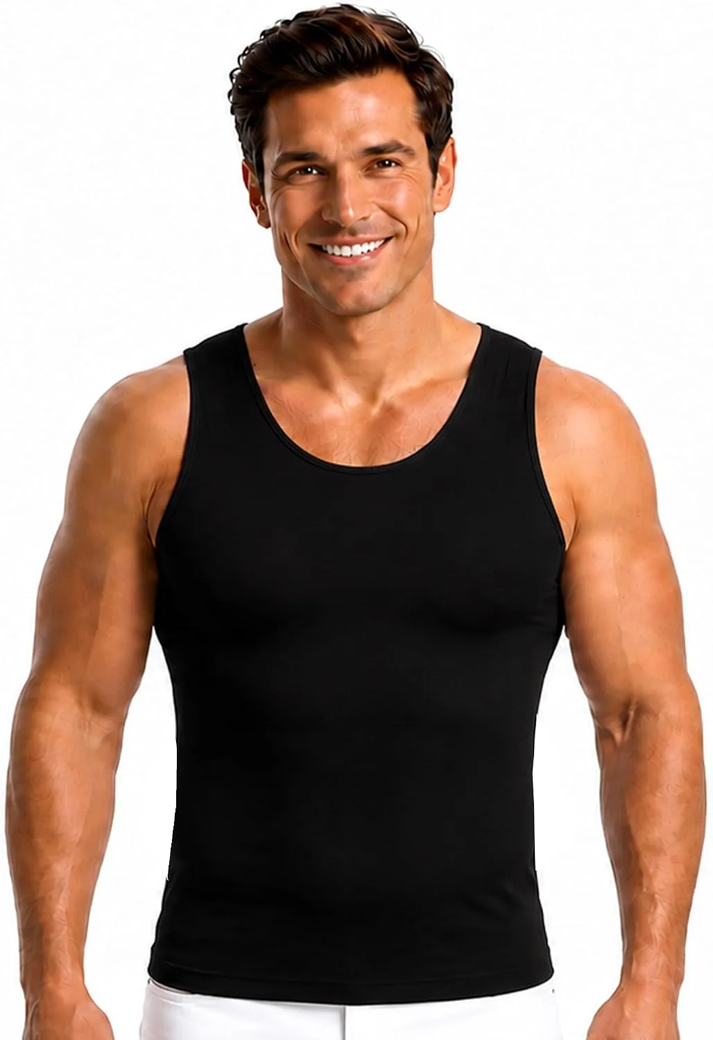 Insta Slim - Made in USA 3 Pack Compression Muscle Tank Body Shapers for Men. Back Support, Slimming Shapewear Undershirt