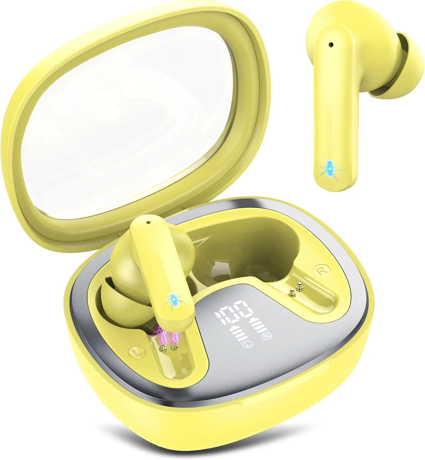 Audífonos Inalámbricos Aosrau H69 Bluetooth 5.4 Amarillo
