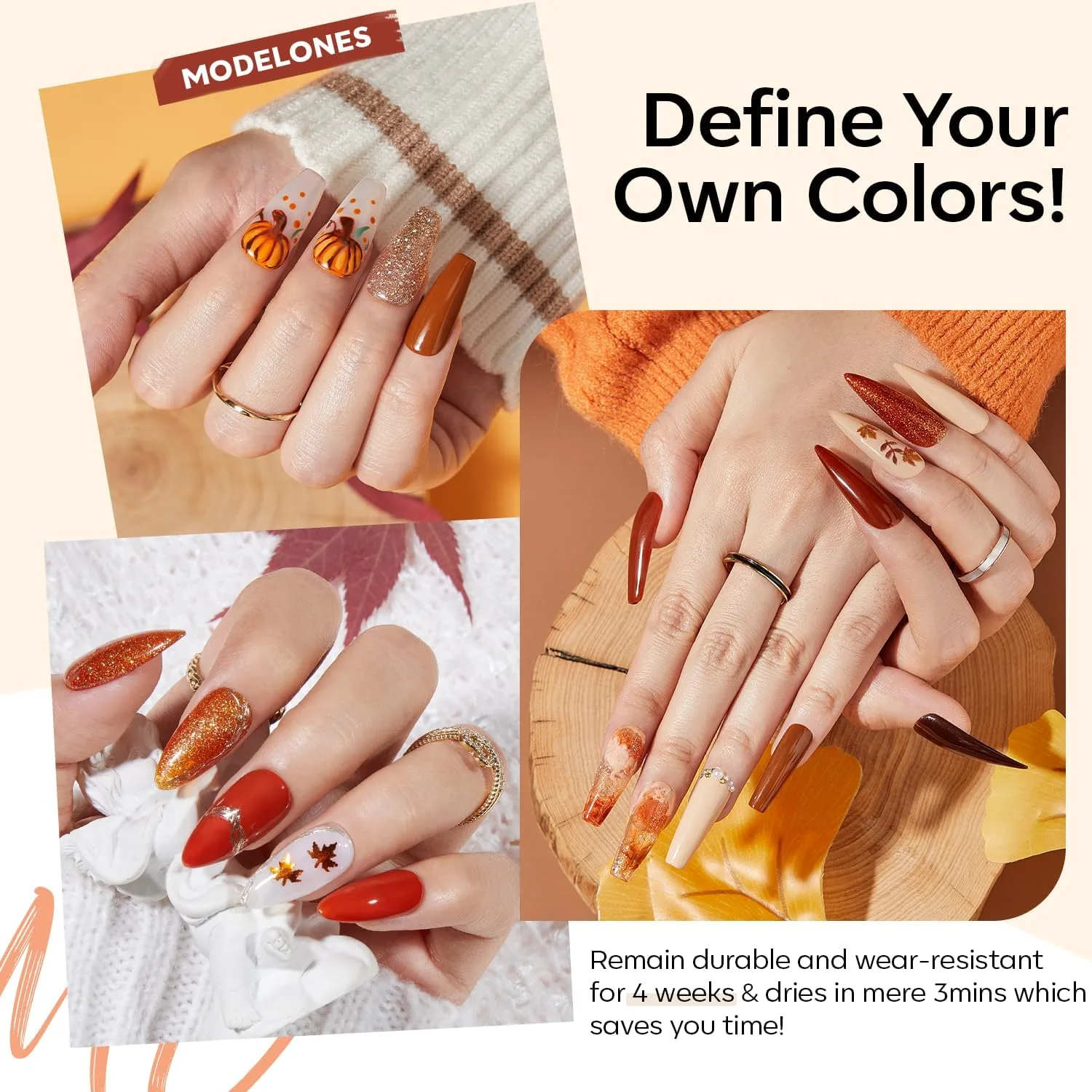 modelones Gel Nail Polish Set Glitter Nude 6Colors Burgundy Brown Caramel