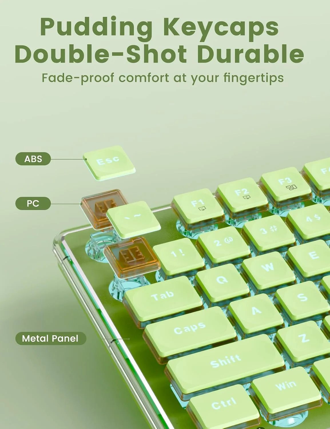 Wireless Keyboard and Mouse Combo - 9 Backlit Effects, Wrist Rest, Double-Shot Keycaps, Metal Panel, Long-Lasting Rechargeable, 2.4G Keyboard Mouse Set for Windows Mac PC Laptop – Sablute (Green)