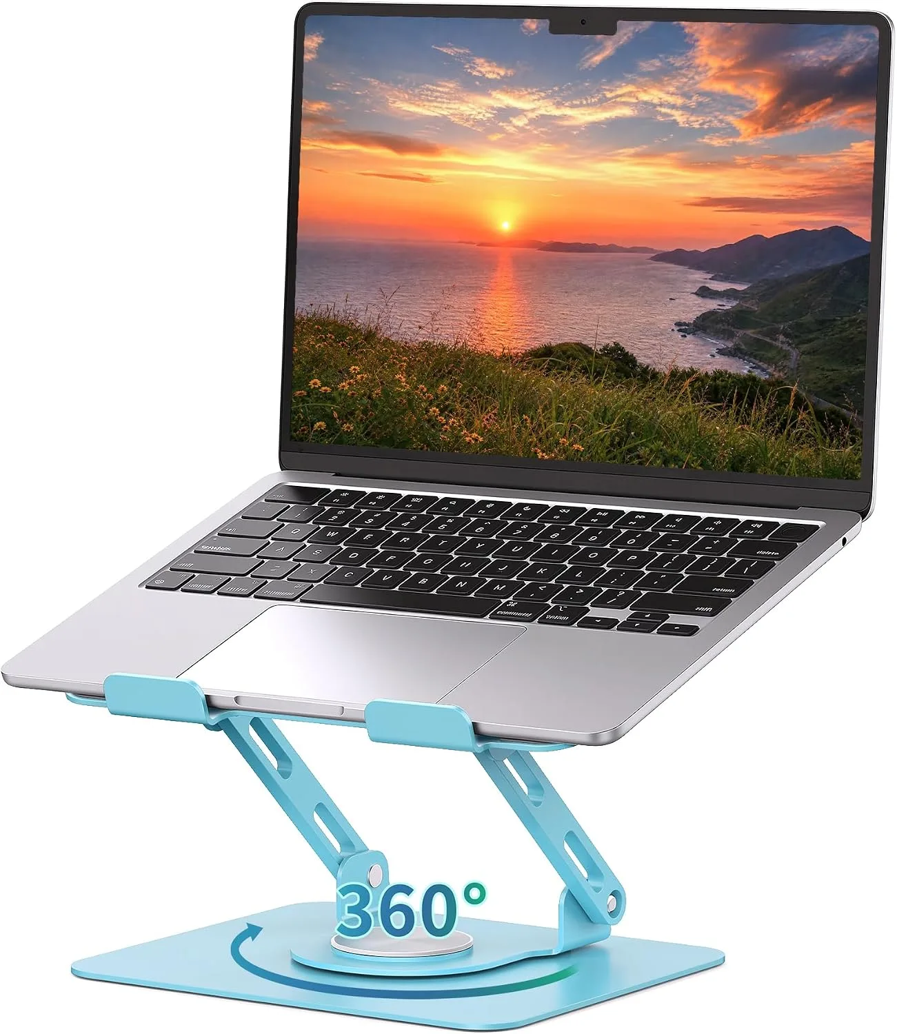 SOUNDANCE 360 Rotating Laptop Stand, Adjustable Riser,10-17", Blue