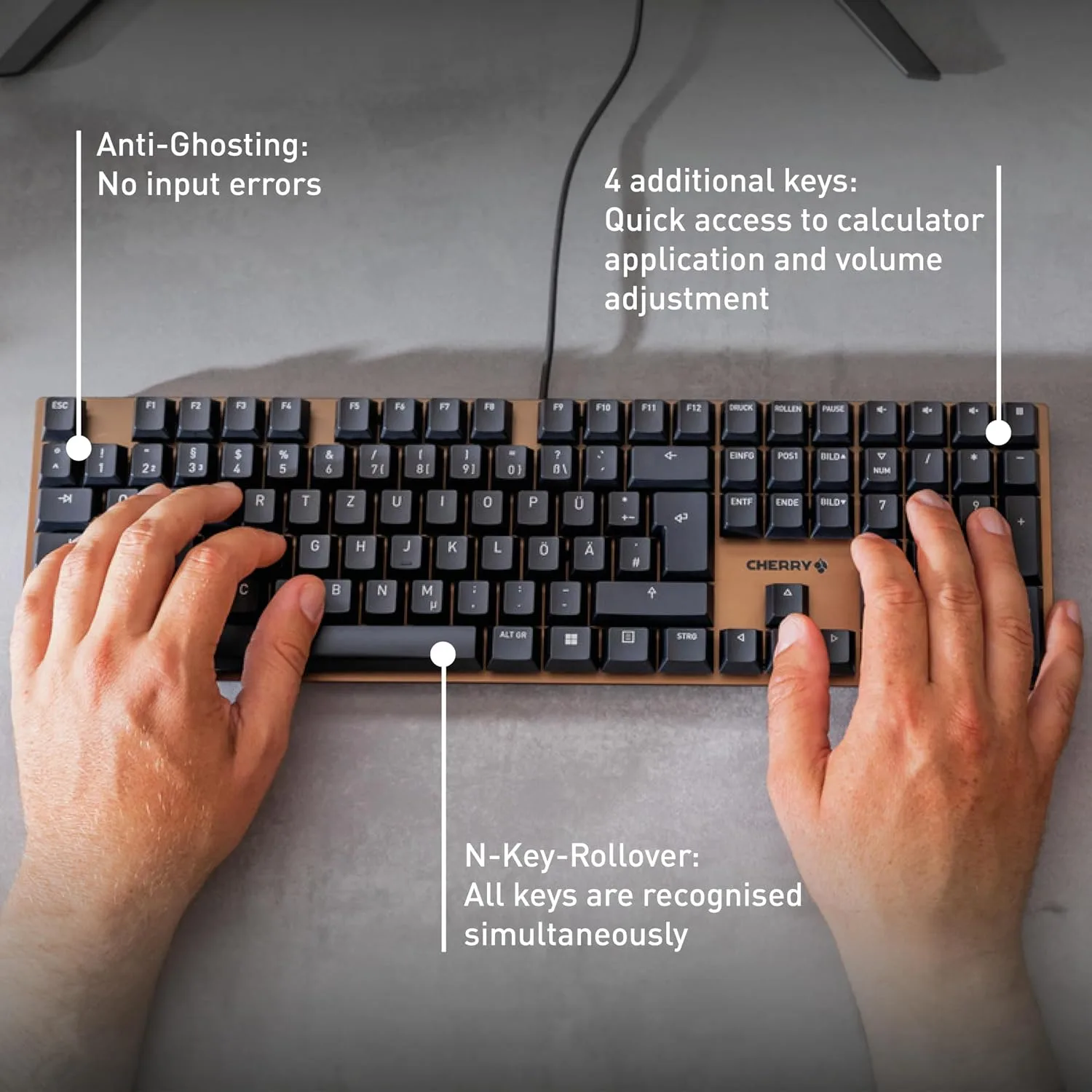 Cherry KC 200 MX Wired Mechanical Office Keyboard MX2A Silent RED Switches