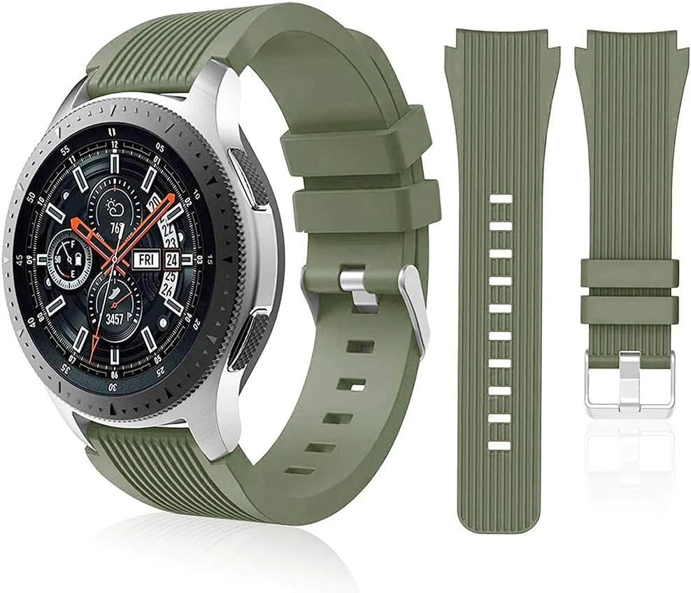 HSWAI Compatible with Samsung Galaxy Watch 46mm Bands/Gear S3 Frontier, Classic Watch Bands/Galaxy Watch 3 Bands 45mm, 22mm Soft Silicone Bands Bracelet Sports Strap for Men & Women.
