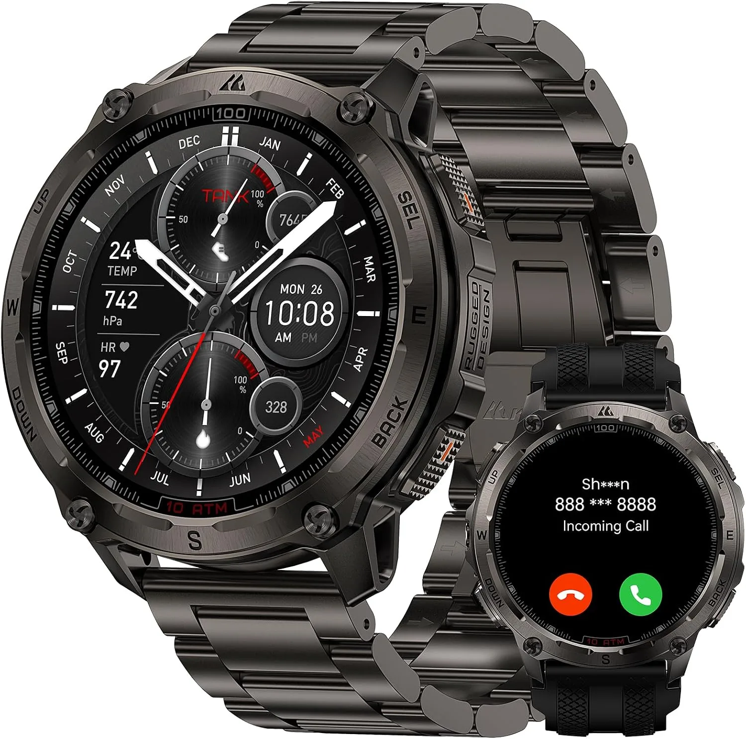 KOSPET Tank T4 Special Edition Smart Watch, Dual-Band GPS, Offline Maps