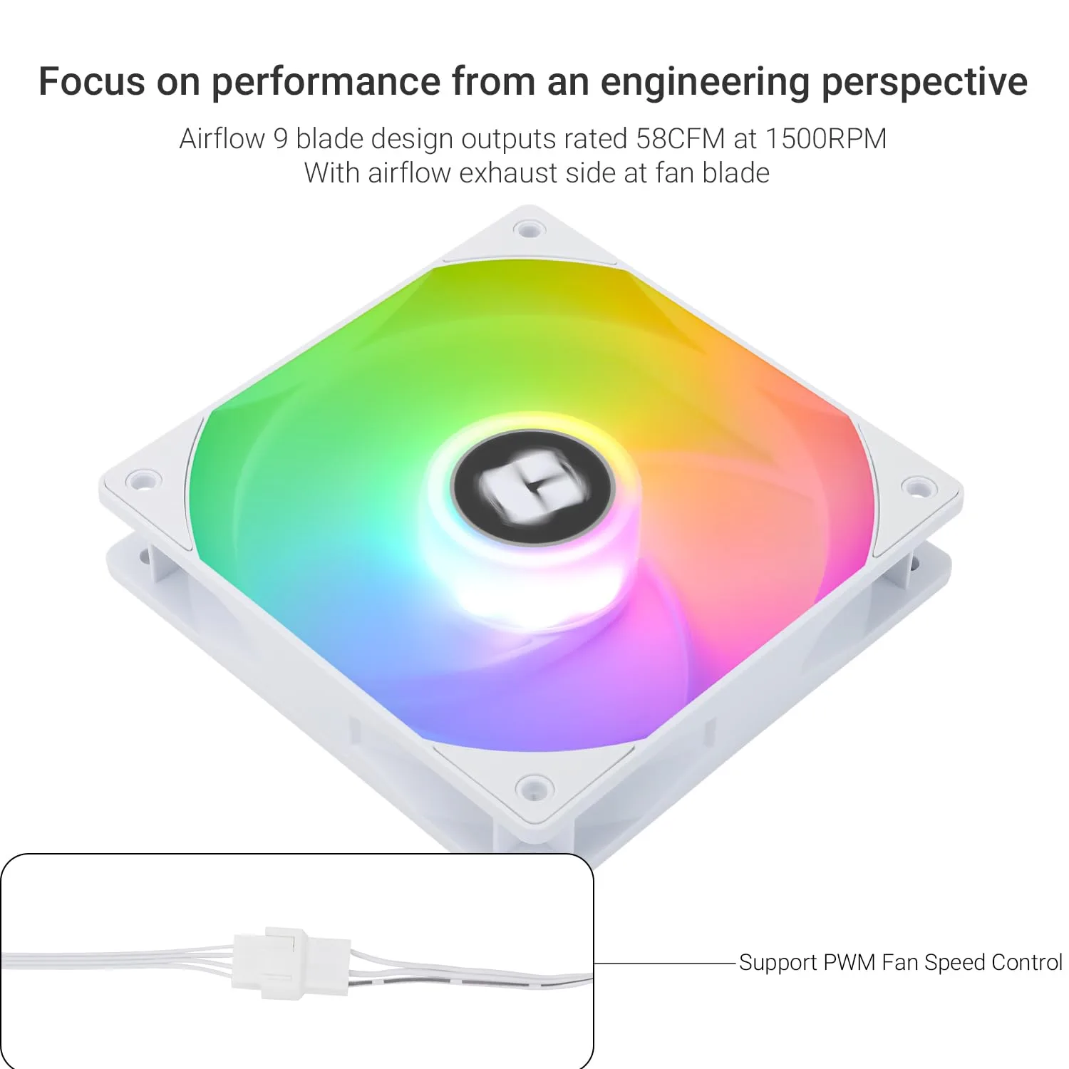 Thermalright TL-C12RW-S V2 CPU Fan 120mm ARGB Case Cooler Fan, 4pin PWM Connector Silent Computer Fan with S-FDB Bearing Included,up to 1500RPM Cooling Fan(White ARGB)