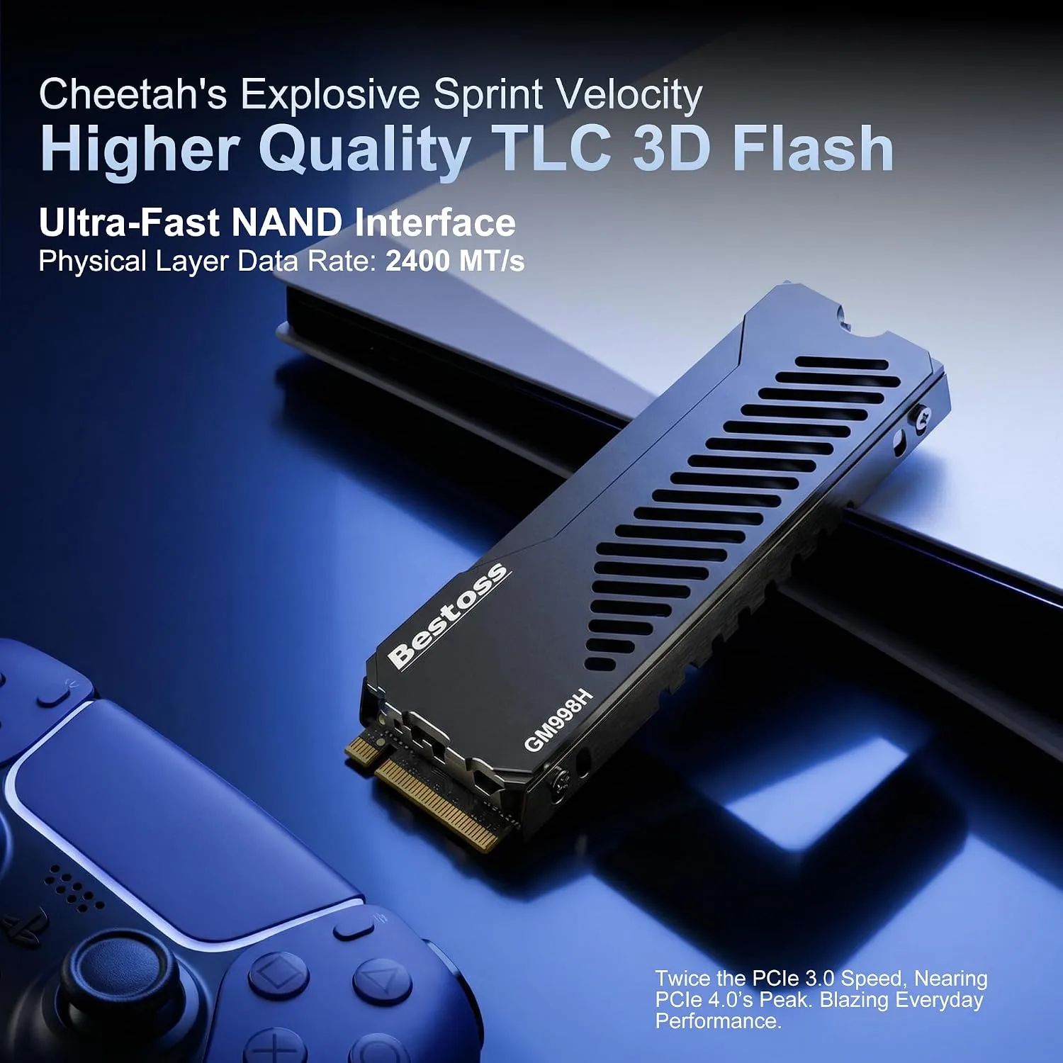 Bestoss 1TB PCIe 4.0 NVMe M.2 2280 SSD with Heatsink,PS5 Storage,7350MB/s