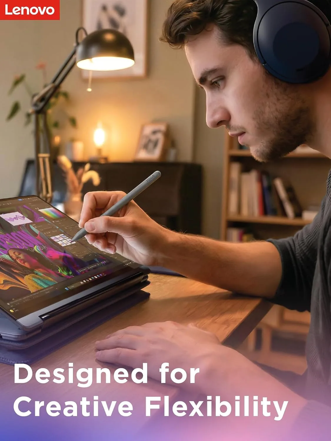 Lenovo Yoga Pen 2 with Magnetic Pen Case, AES 3.0 Stylus with 8192 Pressure Levels, USB C Rechargeable, Tilt Detection, Multi Protocol Support for Lenovo Yoga 2 in 1 PCs, Luna Grey