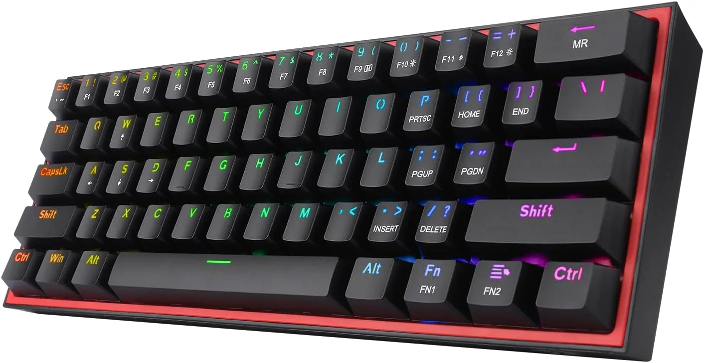 Teclado Gamer Redragon K617 Wired 60% Compact RGB Mecánico Hot-Swap