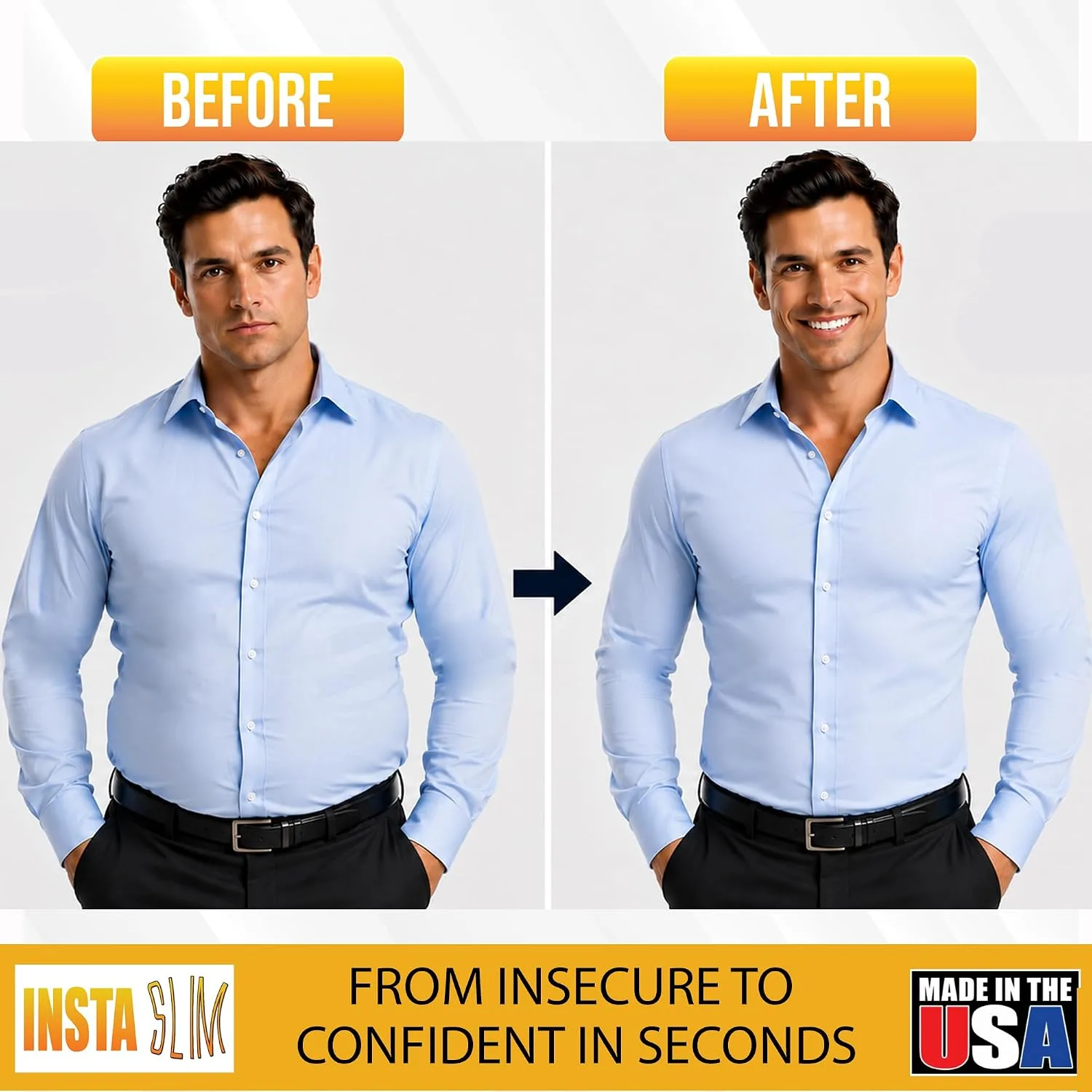 Insta Slim - Made in USA 3 Pack Compression Muscle Tank Body Shapers for Men. Back Support, Slimming Shapewear Undershirt