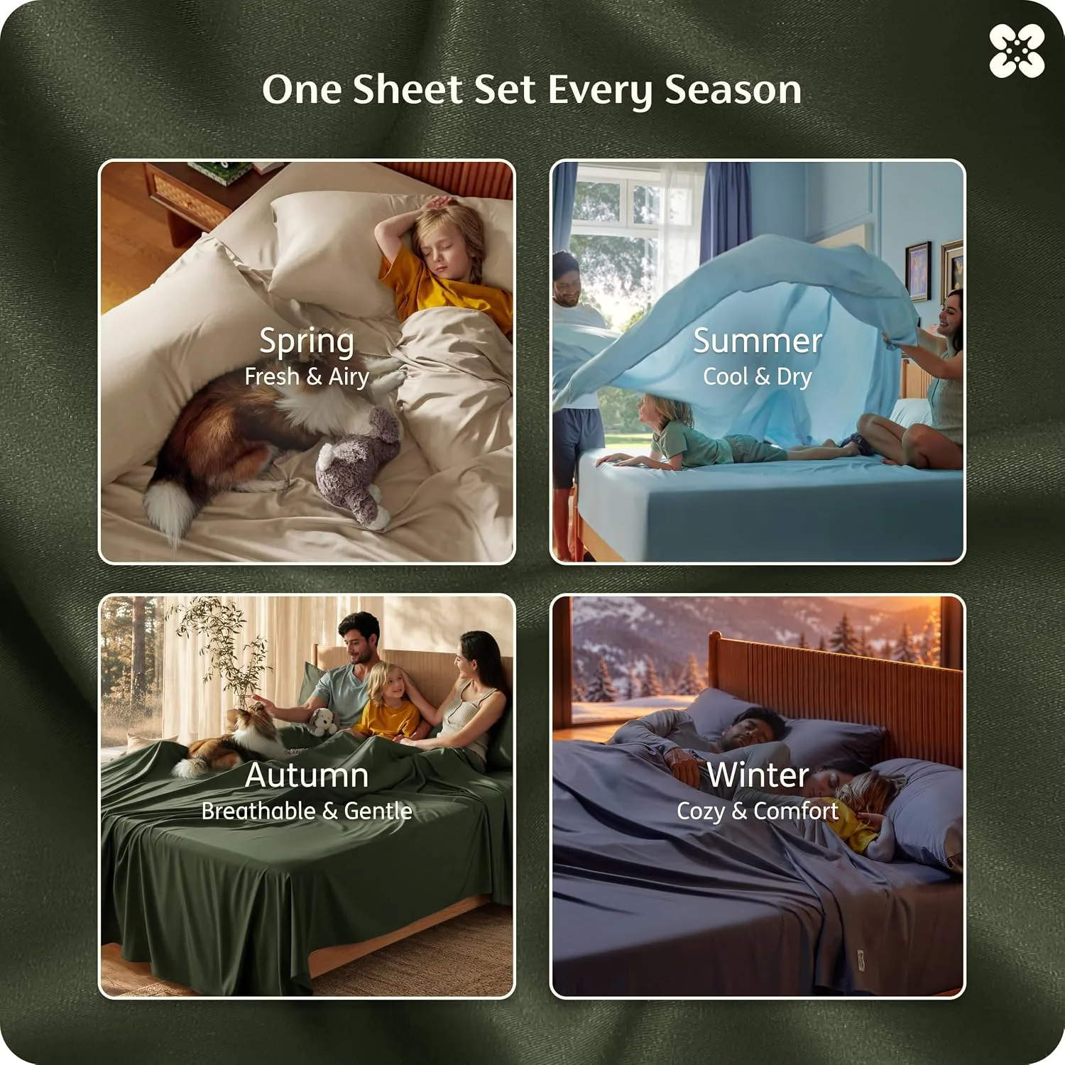 Bedsure PureWoven 100% Rayon Derived from Bamboo, Full Size Sheets, 4 PCS