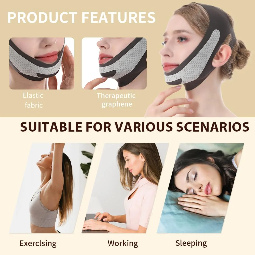 Shaper Chin Strap for Sleeping, Graphene V-Line Face Lifting Mask, Black