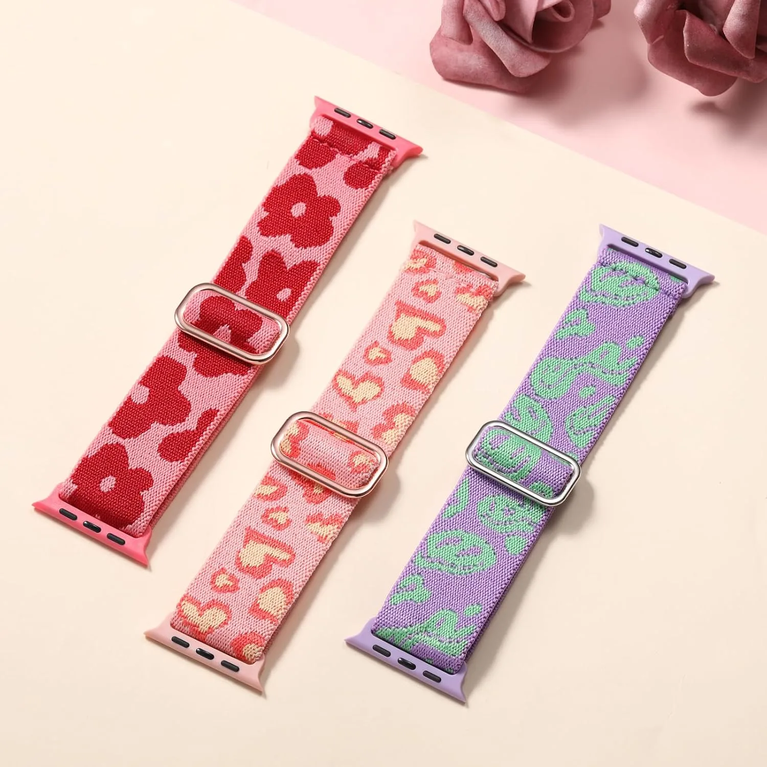 DaQin 3 Pack Stretchy Solo Loop Compatible with Apple Watch Bands Men Women