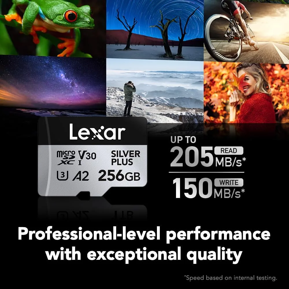 Lexar 256GB 2-Pack Silver Plus Micro SD Card, 205MB/s Read, 4K, V30, UHS-I
