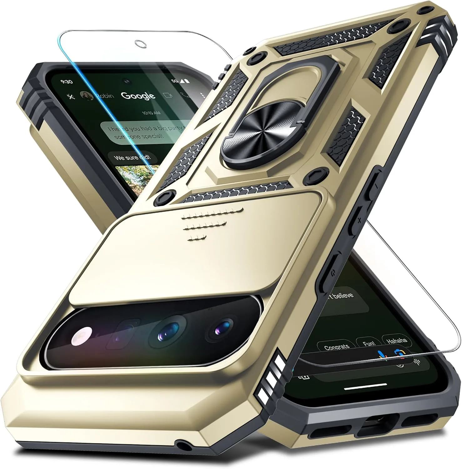 for Google Pixel 11/11 Pro Case Built in Slide Camera Cover,Gold