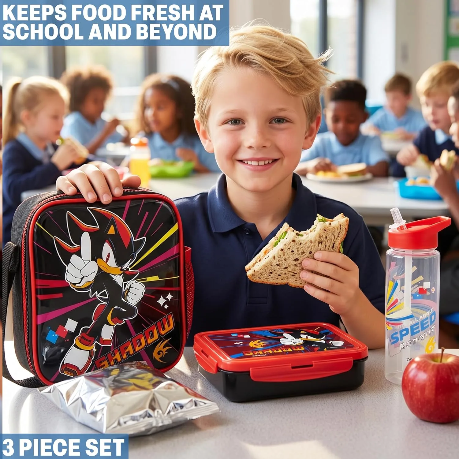 Get Trend Shadow the Hedgehog Boys Lunch Box 3Pc Set