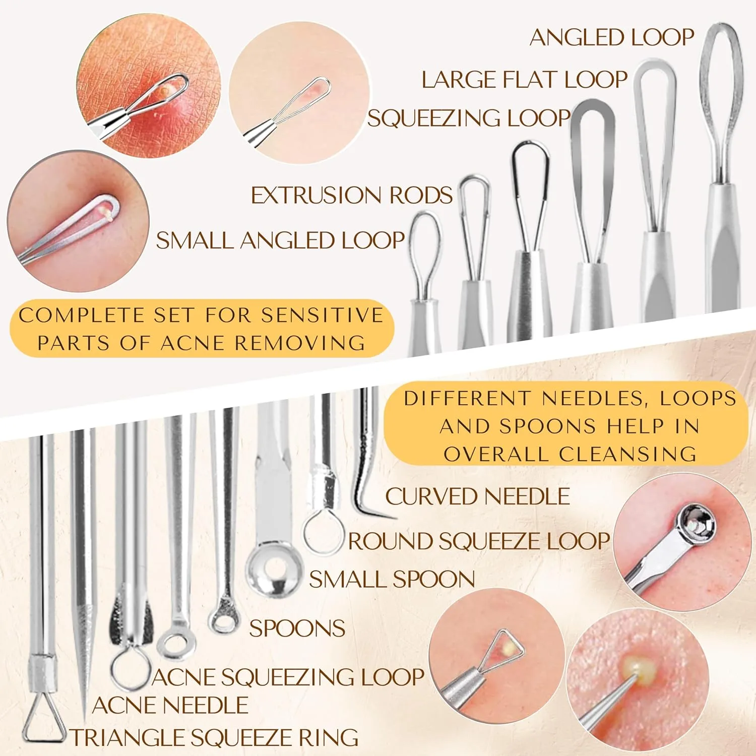 16 Pcs Pimple Popper Tool Kit Blackhead Remover, 410 Grade Stainless Steel