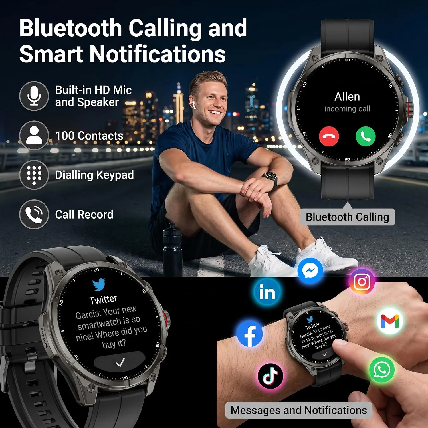 SOUYIE GPS Smart Watch for Men, 1.43" AMOLED Display Rugged Fitness Tracker