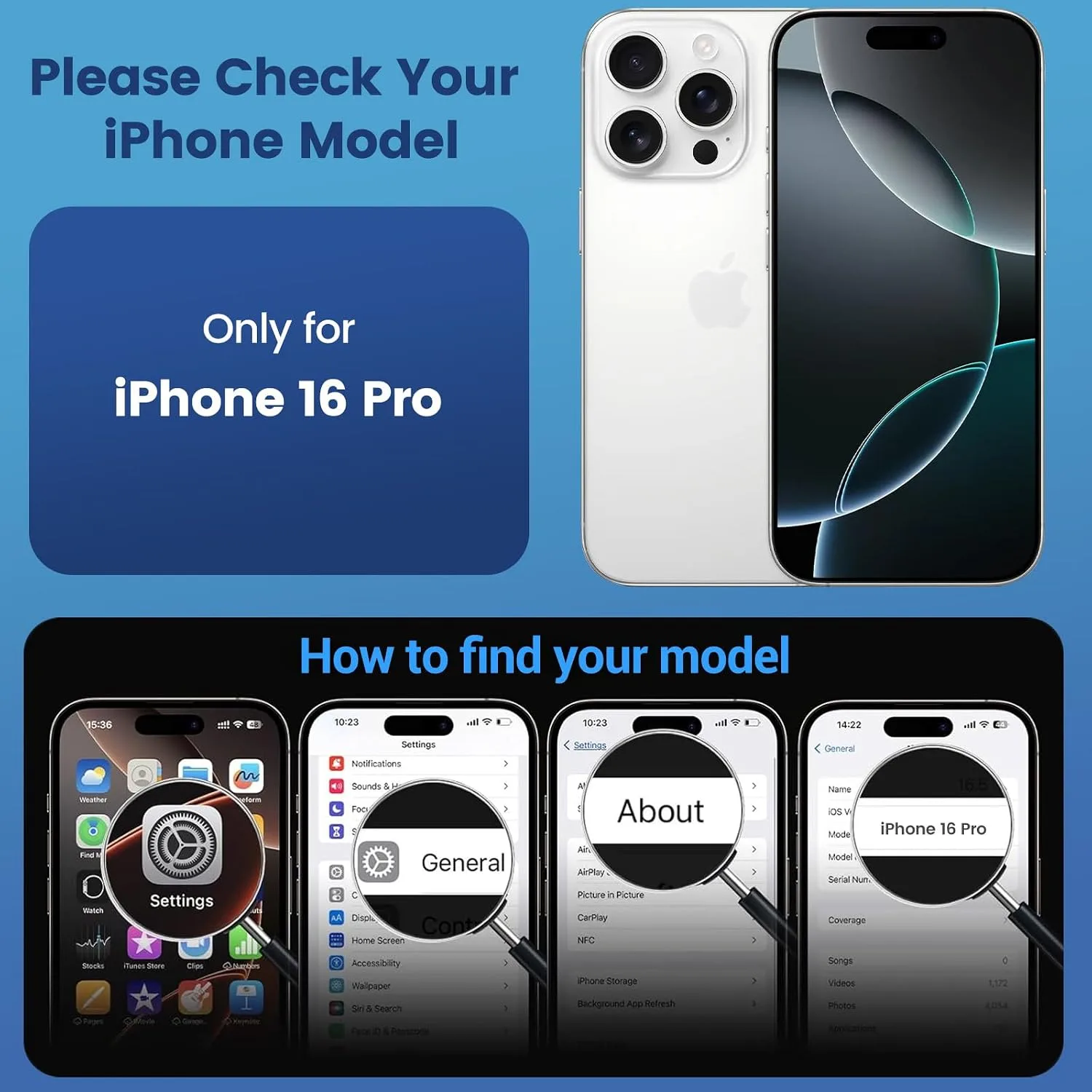 Temdan for iPhone 16 Pro Case with Screen Protector Clear