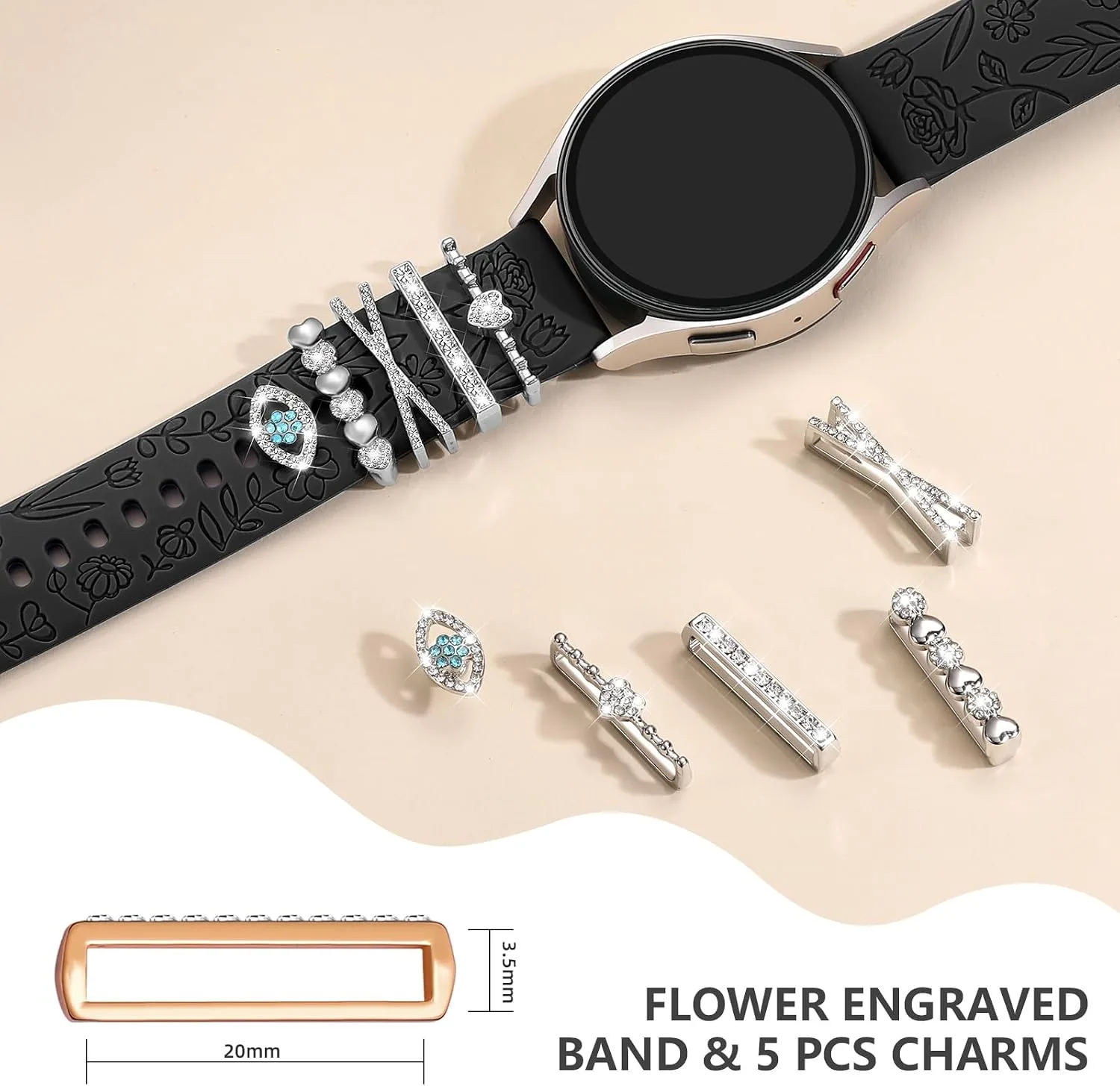 DaQin Flower Engraved Band Compatible with Samsung Galaxy Watch 7 Bands