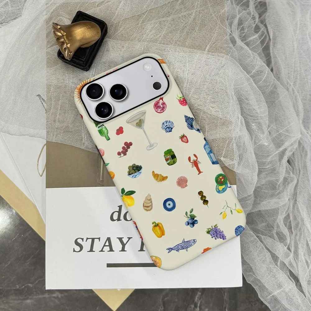 Case Compatible with iPhone 18 Pro Max/iPhone 17 Pro Max,Fall Prevention Hybrid 2-Layer Hard Shell Phone Cover for Girls Boys,Aesthetic Fruit Lily Flower Fish