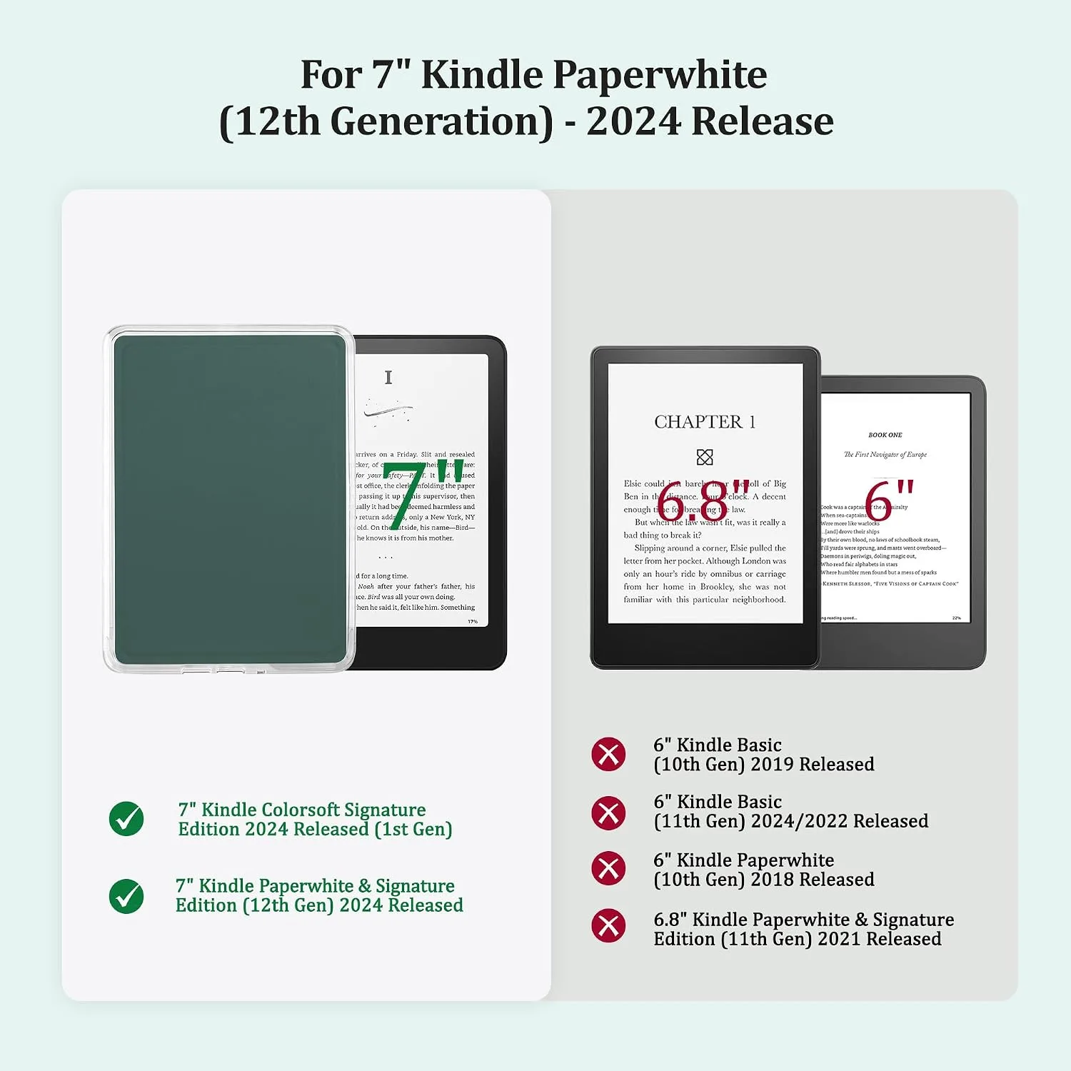 Back Panel Case for 7'' Kindle Paperwhite 12th Gen & Colorsoft