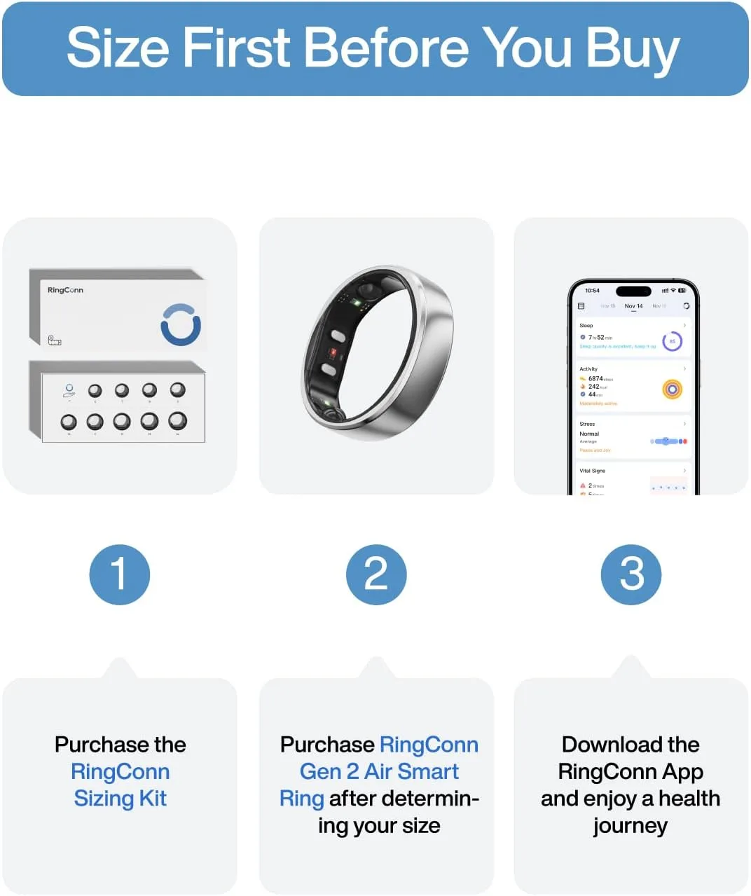 RingConn Gen 2 Air Ultra-Thin Smart Ring(Size 8, Galaxy Sliver)