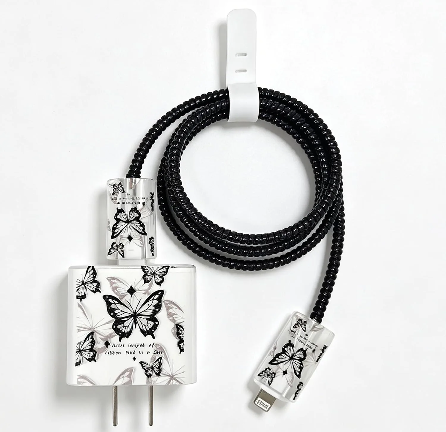 Compatible with iPhone 18W/20W USB-C Charger Protector Cover, 3D Cute Cartoon Charger Case for Apple iPhone 20W USB-C Power Adapter and Lightning Cable Protective Wire Saver (Butterfly)