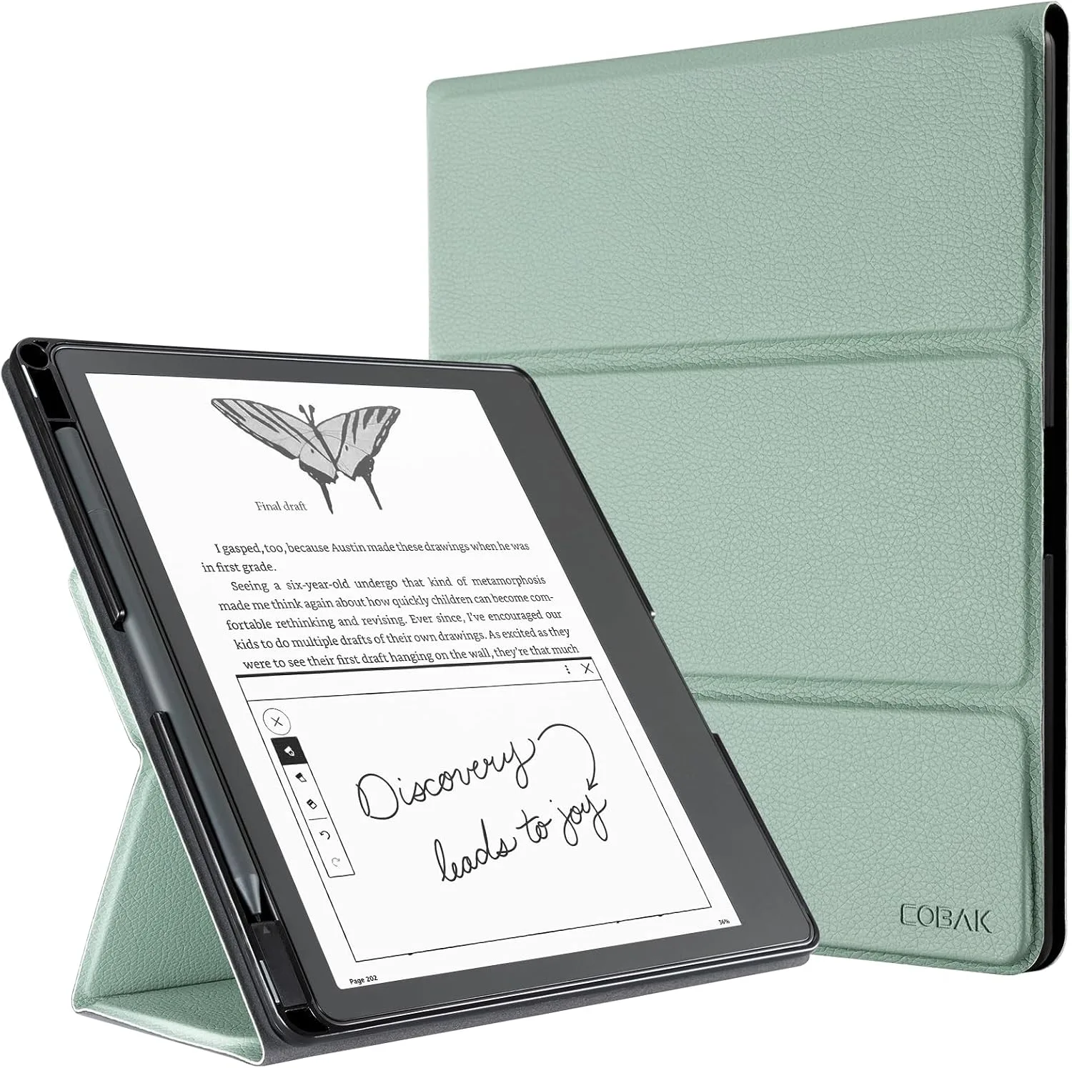 CoBak Stand Case for Kindle Scribe - Premium Folio Leather Cover with Pen Holder, Auto Sleep/Wake - Compatible with 10.2 Inch Kindle Scribe (2022/2024 Release)