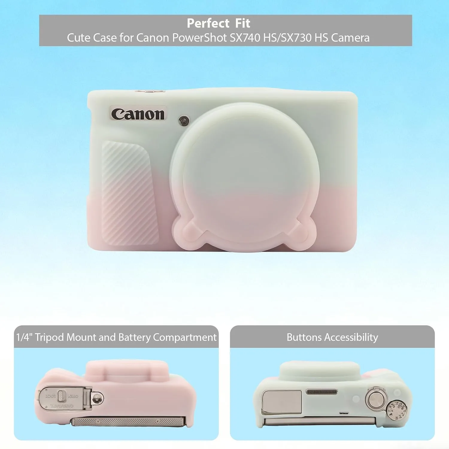 Case for Canon PowerShot SX740 HS, SX730 HS Camera - Pink & Green