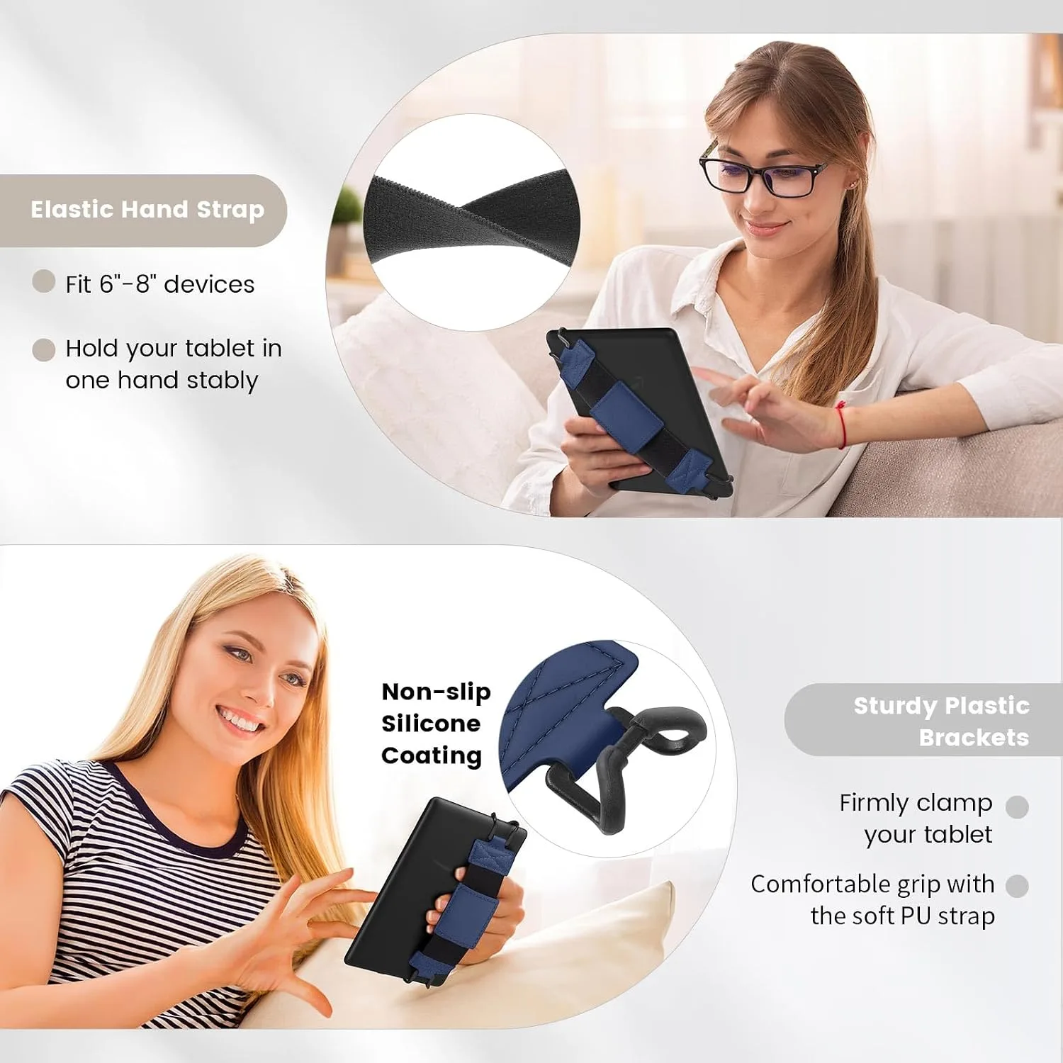 MoKo Soft Hand Strap for 6-8" Kindle eReaders Fire Tablet, Indigo