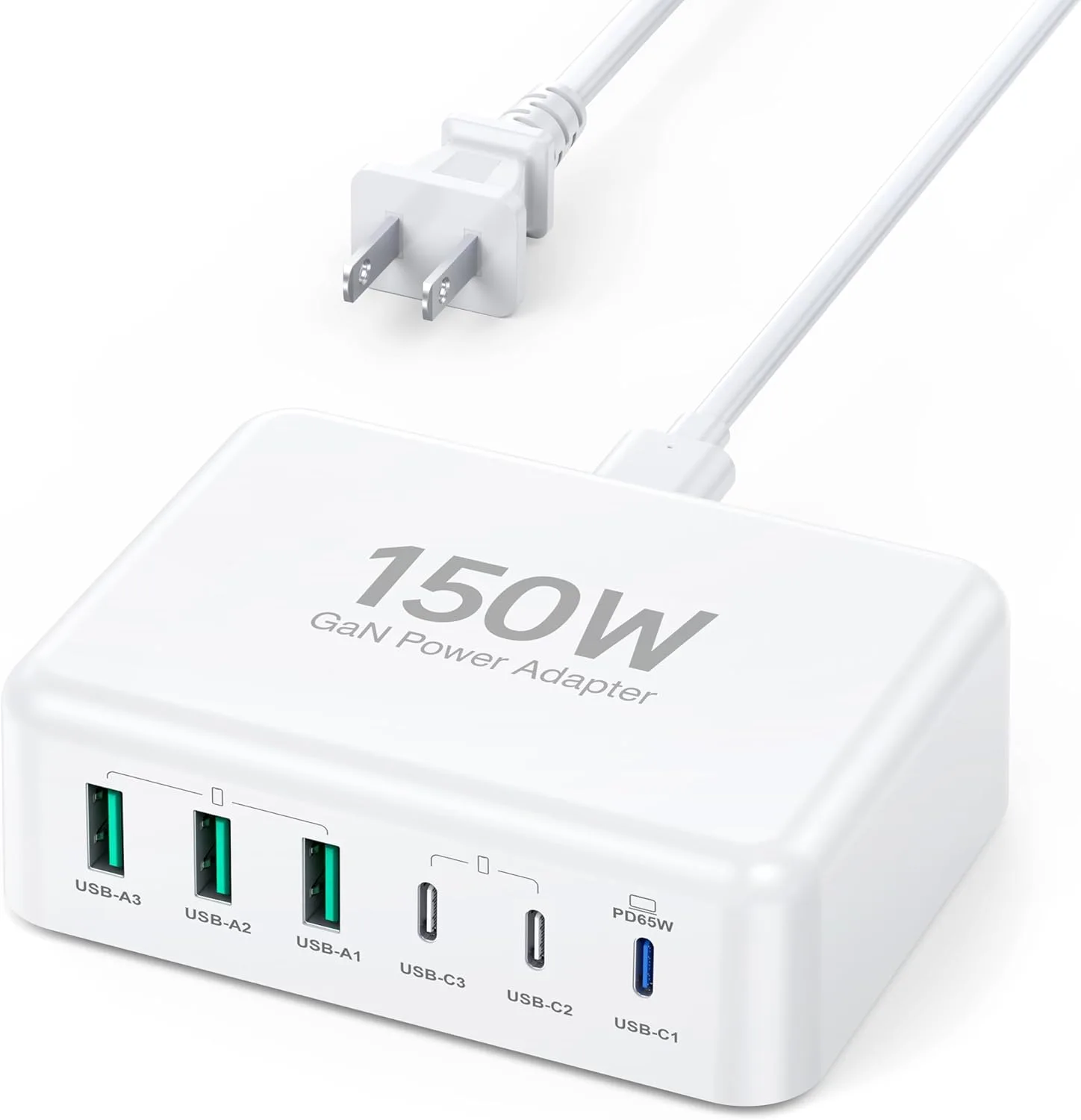 USB C Fast Charger Block, 150W Max 6-Port USB Charging Station Hub Cube